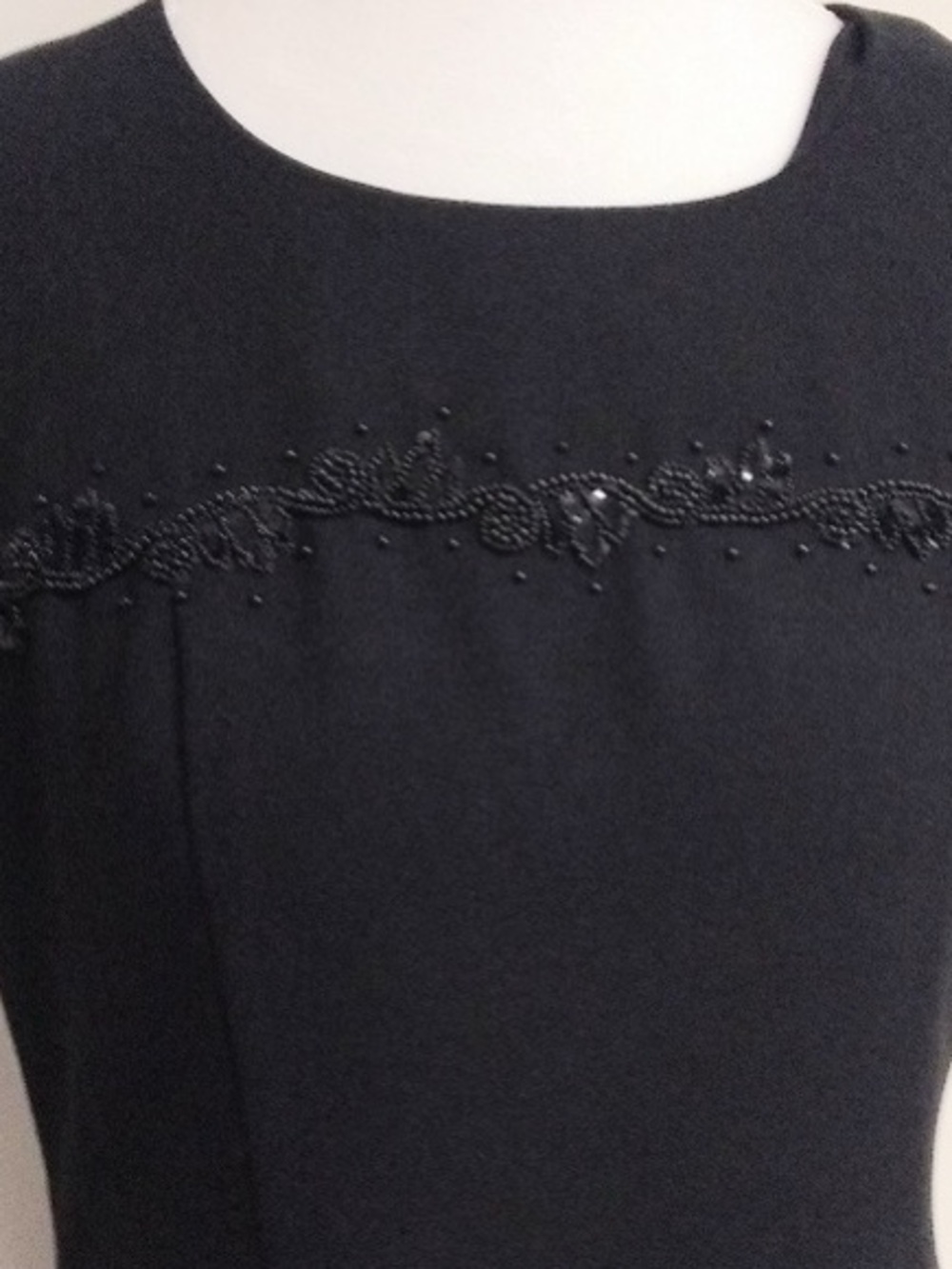 Vintage J Roberts Black Beaded Dress Formal Evening Cocktail 90s Maxi Size 14 - Picture 15 of 16